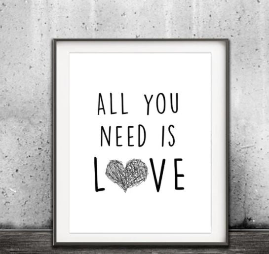 "All You Need Is Love" Beatles Song Quote Digital Download